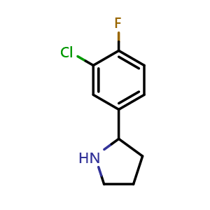 Chemical structure of 2-(3-Chloro-4-fluorophenyl)pyrrolidine , CAS 298690-78-5, AChemBlock X205068