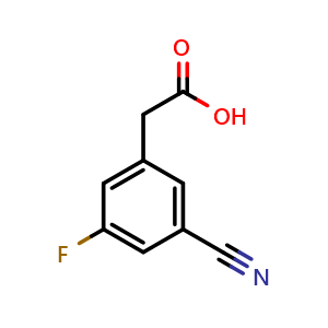 Chemical structure of 2-(3-cyano-5-fluorophenyl)acetic acid , CAS 1261823-51-1, AChemBlock X205071