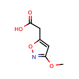 Chemical structure of 2-(3-Methoxy-1,2-oxazol-5-yl)acetic acid , CAS 16877-55-7, AChemBlock X205074