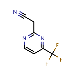 Chemical structure of 2-(4-(trifluoromethyl)pyrimidin-2-yl)acetonitrile , CAS 1219483-61-0, AChemBlock X205089