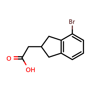 Chemical structure of 2-(4-bromo-2,3-dihydro-1H-inden-2-yl)acetic acid , CAS 1367072-18-1, AChemBlock X205095