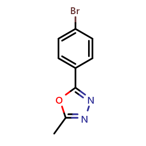 Chemical structure of 2-(4-bromophenyl)-5-methyl-1,3,4-oxadiazole , CAS 41421-03-8, AChemBlock X205102