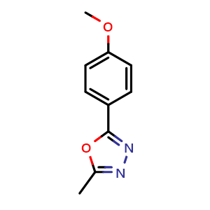 Chemical structure of 2-(4-methoxyphenyl)-5-methyl-1,3,4-oxadiazole , CAS 25877-54-7, AChemBlock X205120