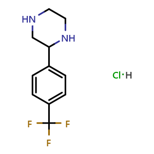 Chemical structure of 2-(4-Trifluoromethyiphenyl)-piperazine hydrochloride , CAS 1171352-39-8, AChemBlock X205129