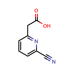 Chemical structure of 2-(6-cyanopyridin-2-yl)acetic acid , CAS 321592-49-8, AChemBlock X205142