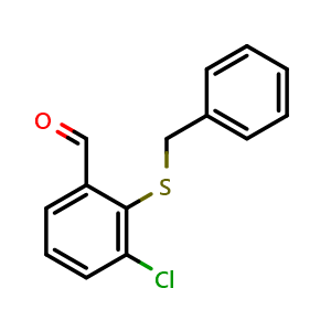 Chemical structure of 2-(benzylthio)-3-chlorobenzaldehyde , CAS 132483-94-4, AChemBlock X205157