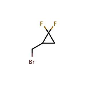Chemical structure of 2-(Bromomethyl)-1,1-difluorocyclopropane , CAS 77613-65-1, AChemBlock X205161