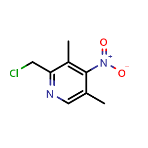 Chemical structure of 2-(chloromethyl)-3,5-dimethyl-4-nitro-pyridine , CAS 153476-68-7, AChemBlock X205171
