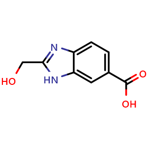 Chemical structure of 2-(Hydroxymethyl)benzimidazole-6-carboxylic acid , CAS 247128-20-7, AChemBlock X205199