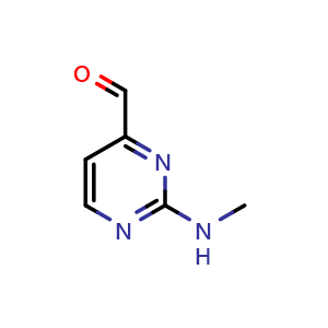 Chemical structure of 2-(methylamino)pyrimidine-4-carbaldehyde , CAS 180869-39-0, AChemBlock X205209