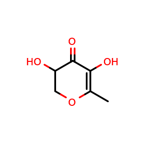 Chemical structure of 2,3-Dihydro-3,5-dihydroxy-6-methyl-4H-pyran-4-one , CAS 28564-83-2, AChemBlock X205306