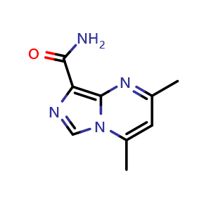 Chemical structure of 2,4-dimethylimidazo[1,5-a]pyrimidine-8-carboxamide , CAS 55418-16-1, AChemBlock X205350