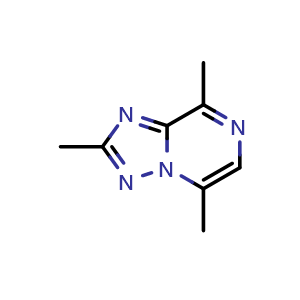 Chemical structure of 2,5,8-trimethyl-[1,2,4]triazolo[1,5-a]pyrazine , CAS 54410-76-3, AChemBlock X205356