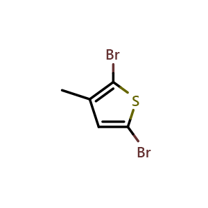 Chemical structure of 2,5-Dibromo-3-methylthiophene , CAS 13191-36-1, AChemBlock X205359