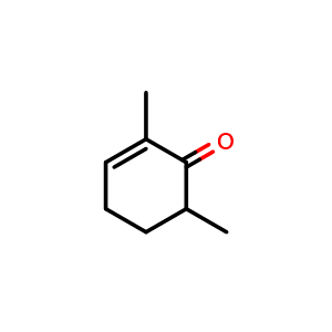 Chemical structure of 2,6-Dimethyl-2-cyclohexen-1-one , CAS 40790-56-5, AChemBlock X205406