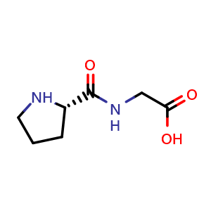 Chemical structure of 2-[[(2S)-pyrrolidine-2-carbonyl]amino]acetic acid , CAS 2578-57-6, AChemBlock X205433