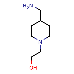 Chemical structure of 2-[4-(aminomethyl)-1-piperidyl]ethanol , CAS 21168-72-9, AChemBlock X205447