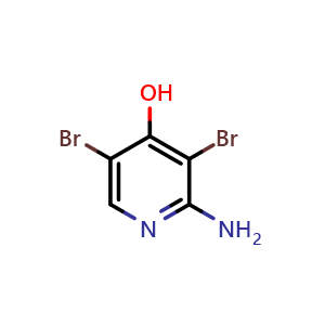 Chemical structure of 2-Amino-3,5-dibromopyridin-4-ol , CAS 1261269-58-2, AChemBlock X205471