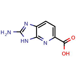 Chemical structure of 2-amino-3H-imidazo[4,5-b]pyridine-5-carboxylic acid , CAS 1934520-59-8, AChemBlock X205473