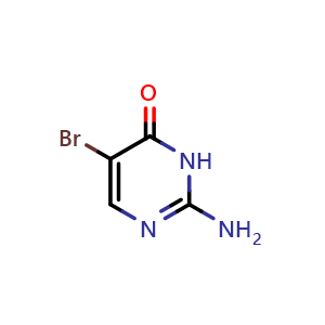 Chemical structure of 2-amino-5-bromo-1H-pyrimidin-6-one , CAS 61937-71-1, AChemBlock X205496