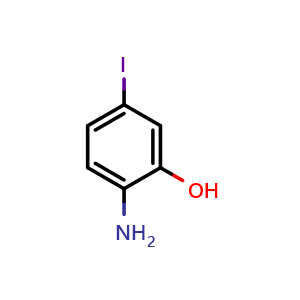 Chemical structure of 2-Amino-5-iodophenol , CAS 99968-80-6, AChemBlock X205507