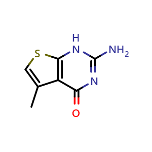 Chemical structure of 2-amino-5-methylthieno[2,3-d]pyrimidin-4(1H)-one , CAS 1423165-18-7, AChemBlock X205508