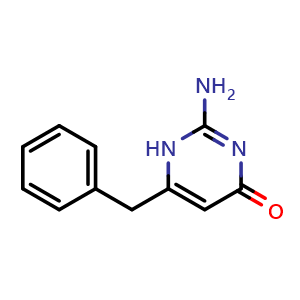 Chemical structure of 2-amino-6-benzylpyrimidin-4(1H)-one , CAS 717-88-4, AChemBlock X205511