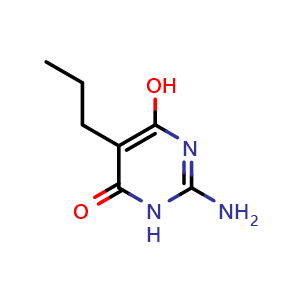 Chemical structure of 2-amino-6-hydroxy-5-propylpyrimidin-4(3H)-one , CAS 500161-22-8, AChemBlock X205513
