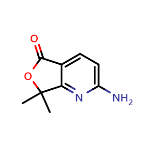 Chemical structure of 2-Amino-7,7-dimethylfuro[3,4-b]pyridin-5(7H)-one , CAS 2320463-28-1, AChemBlock X205519