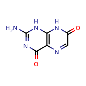 Chemical structure of 2-Aminopteridine-4,7(1H,8H)-dione , CAS 529-69-1, AChemBlock X205531