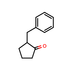 Chemical structure of 2-benzylcyclopentan-1-one , CAS 2867-63-2, AChemBlock X205542