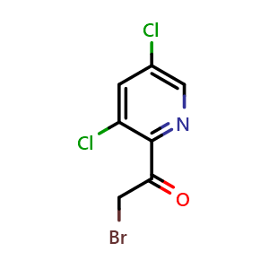 Chemical structure of 2-Bromo-1-(3,5-dichloro-2-pyridyl)ethanone , CAS 87437-41-0, AChemBlock X205548