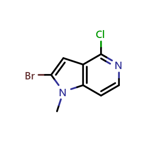 Chemical structure of 2-bromo-4-chloro-1-methyl-pyrrolo[3,2-c]pyridine , CAS 2940959-01-1, AChemBlock X205564