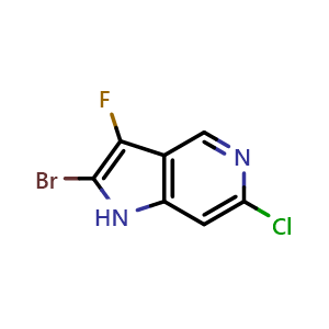 Chemical structure of 2-bromo-6-chloro-3-fluoro-1H-pyrrolo[3,2-c]pyridine , CAS 2839650-47-2, AChemBlock X205587