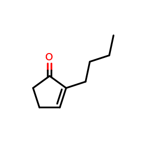 Chemical structure of 2-Butyl-2-cyclopentenone , CAS 5561-05-7, AChemBlock X205600