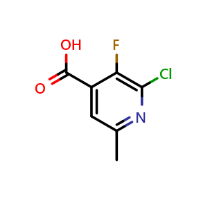 Chemical structure of 2-chloro-3-fluoro-6-methylisonicotinic acid , CAS 1510753-86-2, AChemBlock X205621