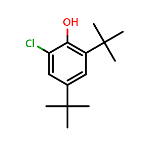 Chemical structure of 2-Chloro-4,6-bis(1,1-dimethylethyl)phenol , CAS 4166-86-3, AChemBlock X205635