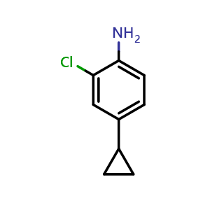 Chemical structure of 2-chloro-4-cyclopropylaniline , CAS 78242-79-2, AChemBlock X205638