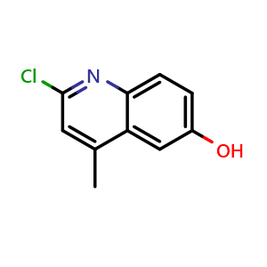 Chemical structure of 2-chloro-4-methylquinolin-6-ol , CAS 41957-91-9, AChemBlock X205646