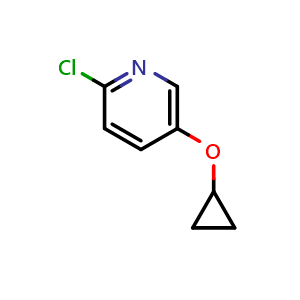 Chemical structure of 2-chloro-5-cyclopropoxypyridine , CAS 1243460-97-0, AChemBlock X205654