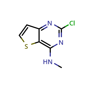 Chemical structure of 2-chloro-N-methylthieno[3,2-d]pyrimidin-4-amine , CAS 35265-86-2, AChemBlock X205693