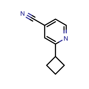 Chemical structure of 2-cyclobutylisonicotinonitrile , CAS 2102408-52-4, AChemBlock X205700