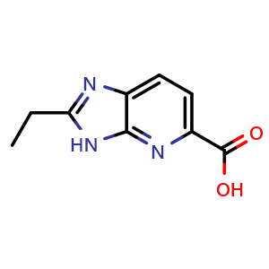 Chemical structure of 2-ethyl-3H-imidazo[4,5-b]pyridine-5-carboxylic acid , CAS 1782202-09-8, AChemBlock X205716