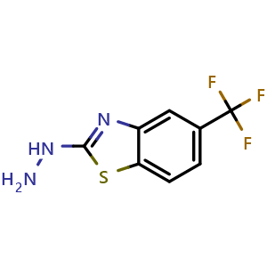 Chemical structure of 2-hydrazino-5-(trifluoromethyl)-1,3-benzothiazole , CAS 80945-79-5, AChemBlock X205754
