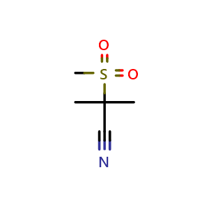 Chemical structure of 2-methanesulfonyl-2-methylpropanenitrile , CAS 14668-29-2, AChemBlock X205793