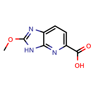 Chemical structure of 2-methoxy-3H-imidazo[4,5-b]pyridine-5-carboxylic acid , CAS 1935442-88-8, AChemBlock X205794