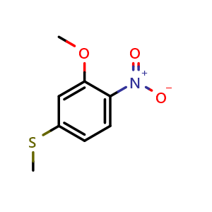 Chemical structure of 2-methoxy-4-(methylsulfanyl)-1-nitrobenzene , CAS 860734-15-2, AChemBlock X205797
