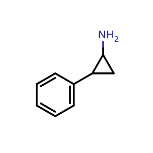 Chemical structure of 2-Phenylcyclopropane-1-amine , CAS 54-97-7, AChemBlock X205873