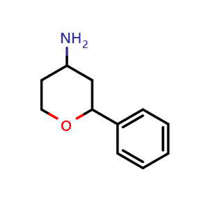 Chemical structure of 2-phenyltetrahydro-2H-pyran-4-amine , CAS 1339443-01-4, AChemBlock X205878
