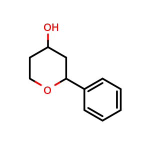 Chemical structure of 2-phenyltetrahydro-2H-pyran-4-ol , CAS 132149-01-0, AChemBlock X205879